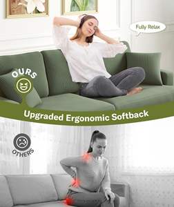 Fournisseur de canapé en Chine canapés verts extra profonds 3 sièges canapés confortables en velours côtelé siège d'amour surdimensionné moderne pour le salon - Product Image 3