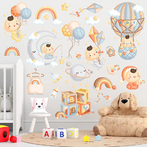 Decorazione <span class=keywords><strong>camera</strong></span> <span class=keywords><strong>da</strong></span> <span class=keywords><strong>letto</strong></span> cartone animato arcobaleno con palloncino bambino scuola materna <span class=keywords><strong>adesivi</strong></span> <span class=keywords><strong>da</strong></span> parete immagine - Product Image 3