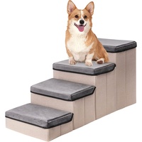 Escaliers pliants pour petits chiens, marches pour animaux de compagnie avec rangement pour petits animaux de compagnie, chiots, chats, 3 étapes antidérapantes, lit pour chien, Stepper