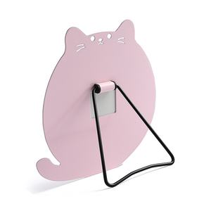 Espejo de Maquillaje Plegable de Metal Ajustable con Diseño de Gato Rosa Personalizado - Product Image 2