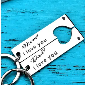 Porte-clés porte-clé avec Logo personnalisé papa "I LOVE YOU", vente en gros, fabrication de porte-clés en acier inoxydable de haute qualité, pièces