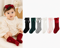 Chaussettes bébé fille espagnoles avec grand nœud, dentelle et volants, en coton extensible, style princesse, avec nœud, cadeau, vente en gros, OEM