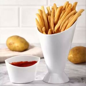 Assiette Moderne Écologique en Plastique pour Frites avec Coupe à Sauce pour Collations de Fête - Product Image 4