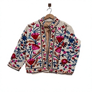Chaqueta de Mujer con Bordado Floral Suzani, Tejida en Algodón, Acolchada, Estilo Casual Étnico, Hecha a Mano, de Secado Rápido - Product Image 1