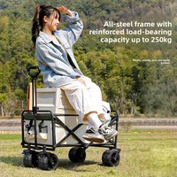Chariot de camping pliable et portable à quatre roues pour l'extérieur, avec housse de protection, idéal pour le shopping et les activités de plein air