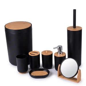 SY Bamboo Ceramic Bath Sink Organizers <strong>Bathroom</strong> Accessories <strong>Set</strong> Plastic <strong>Bathroom</strong> Six-piece <strong>Set</strong> with Lotion Bottles - Product Image 5