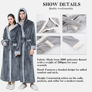 Invierno más tamaño largo con capucha polar <span class=keywords><strong>Rob</strong></span> ligero suave cálido polar Albornoz ducha Spa bata larga - Product Image 4