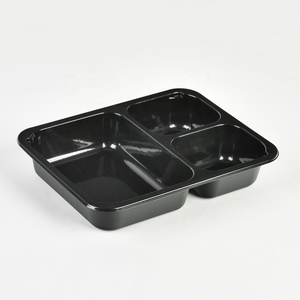 صينية بلاستيكية مخصصة من CPET لتعبئة الطعام للوجبات الجاهزة، علبة طعام بثلاثة أقسام مع غطاء شفاف - Product Image 6