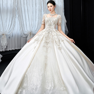 Vendita diretta in fabbrica di perline <span class=keywords><strong>per</strong></span> unghie in raso abito da sposa in raso avorio abito da sposa abito da sposa - Product Image 1