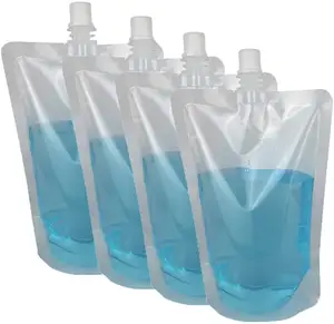 Sac d'emballage de liquide avec bec verseur, pochette transparente écologique pour boisson de jus