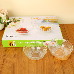Juego de 6 tazones de vidrio Fa Qiang, plato de cristal transparente para servir frutas y aperitivos - Product Image 1