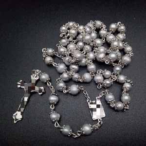 Collier chapelet unisexe en perles d'eau douce naturelles trois couleurs, qualité AAA, serti griffe, pour cérémonie religieuse, chaîne de pull - Product Image 4