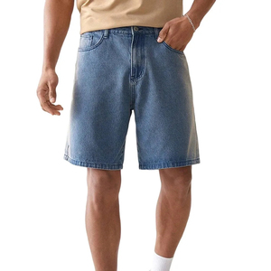 Pantalones cortos de mezclilla holgados para hombre lavados con logotipo personalizado de algodón peinado orgánico azul 100% clásico de alta calidad - Product Image 6