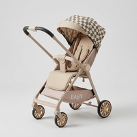 Poussette réversible pliable d'une seule main, légère, avec siège inclinable et amortissement des chocs, 4 roues