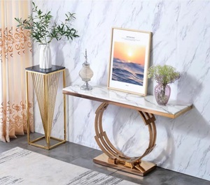 <strong>3</strong>-Pieces Metal Stainless Steel Gold Black Marble Flower Stand Decoration <strong>Display</strong> Stands <strong>Side</strong> <strong>Tables</strong> Beside TV Stand and Sofa Set - Product Image 5