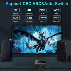 8K HDMI 2,1 Audio Extractor ARC 2 en 1 OUT CEC EDID HDMI Switch 2x1 para amplificadores PS5 Barras de sonido - Product Image 5