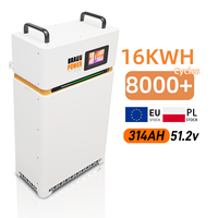 Batterie LiFePO4 8000 cycles 16 kWh 51,2 V 314 Ah, stock UE DDP, système de stockage d'énergie domestique hors réseau certifié CE