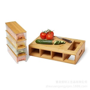 Bamboo Cutting Board With Drawers Multifunctional Kitchen Chopping <b>Block</b> Rectangle Size F69 - Product Image 3