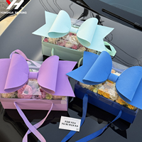 Boîte à gâteau en plastique transparent personnalisée avec nœud en ruban Emballage cadeau Saint Valentin pour fleurs Cupcakes fruits