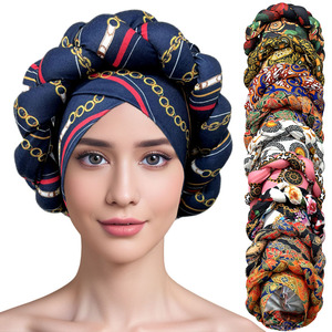 Nouveau imprimé africain torsadé grande tresse Turban chapeau musulman Hijab chapeau élastique tête enveloppes foulard Ramadan foulard bonnet chapeaux - Product Image 1