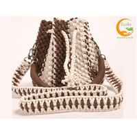 Tas Wanita Musim Panas Rajutan Macrame Desain Baru Ecoka, Multiwarna, Dekorasi Rantai, Buka-Tutup, Tali Tunggal