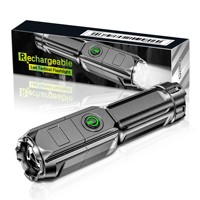 Lampe torche LED puissante, étanche, zoomable, rechargeable par USB, avec luminosité réglable pour une utilisation en cas d'urgence