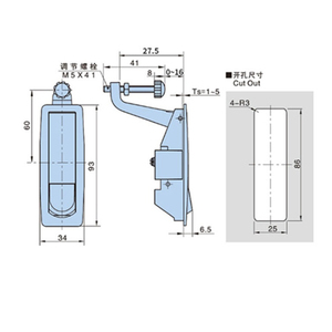 Zinc Cabinet <b>Door</b> <b>Lock</b> Box <b>Push</b> <b>Button</b> Plane <b>Lock</b> - Product Image 4