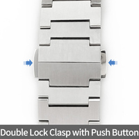 Bracelet en acier brossé MOD compatible avec le boîtier de montre PRX, maillons convexes solides, fermoir à double verrouillage avec bouton poussoir, pièces de montre