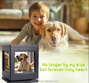 שחור הנצחה מודרני לחיות מחמד אדרת קופסת זיכרון עבור כלבים וחתולים אפר תיבת מזכרת - Product Image 2