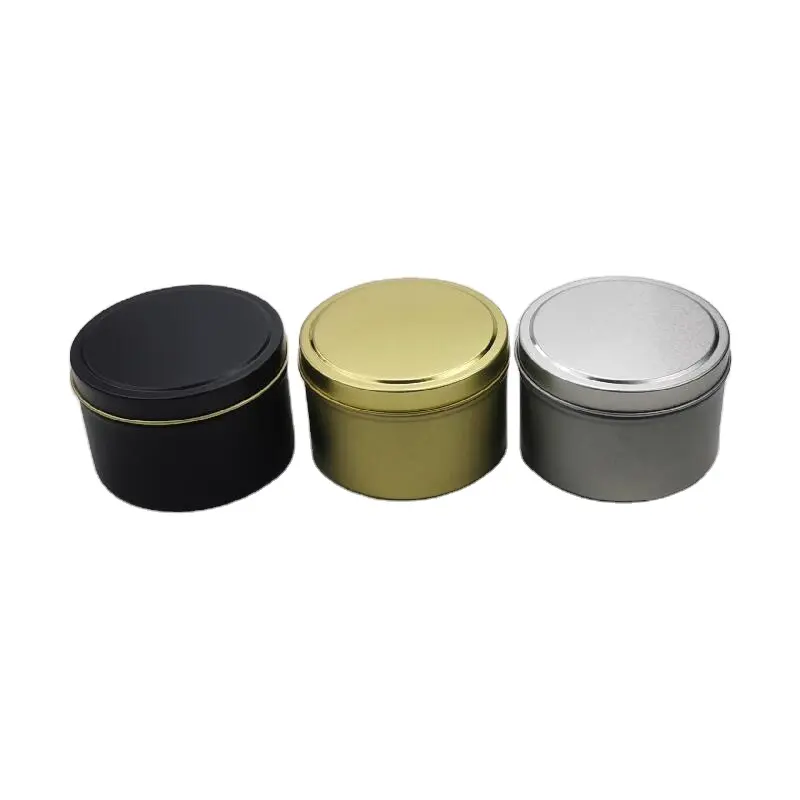 A granel 4oz y 8oz Mini decoración del hogar tarros de Metal recipientes de masaje velas perfumadas cajas de estaño Spour-latas de Metal de forma pequeña decoración del hogar