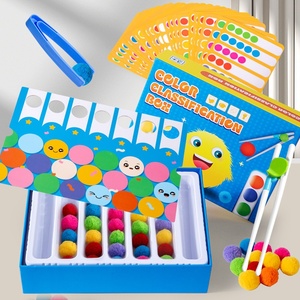Jeu éducatif en bois Montessori pour l'éveil <span class=keywords><strong>math</strong></span>ématique : jeu de tubes à essai avec pinces et balles pour l'association des couleurs chez les enfants - Product Image 3