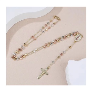 Collier de perles de chapelet catholique avec zircon avec saint saint michel/christopher/vierge <span class=keywords><strong>marie</strong></span>/saint benoît - Product Image 1