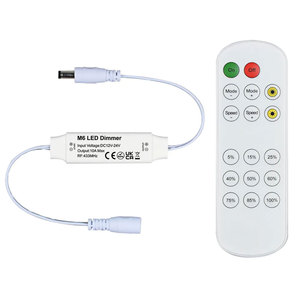 M6 <span class=keywords><strong>mini</strong></span> màu duy nhất LED Dimmer 433Mhz điều khiển từ xa 1 kênh DC12V-24V Logo tùy chỉnh cho chiếu sáng nhà thông minh - Product Image 1