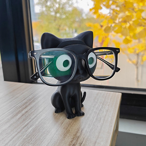 Supporto per Occhiali a Forma di Gatto Carino, Stampato in 3D, in Plastica Nera, Espositore da Scrivania - Product Image 1