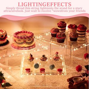 3pcs rõ ràng Acrylic món tráng miệng đứng có thể tháo rời dưới dẫn ánh sáng cupcake hiển thị bảng thiết lập đám cưới tự chọn kệ trưng bày - Product Image 3