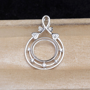 WENCHI S925 <b>Silver</b> Pearl Pendant Holder 13.7-13.9mm <b>Heart</b> Design Jewelry Finding for <b>Necklace</b> Making - Product Image 3