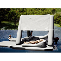 Île flottante gonflable DWF d'extérieur avec auvent, tente flottante, camping sur l'eau, flotteurs de piscine gonflables
