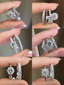 Bague de fiançailles en or massif 18K 14K avec trois pierres, diamant cultivé en laboratoire certifié IGI personnalisé, bijoux pour femmes - Product Image 4