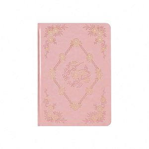 A5 Sakura Hardcover <b>Notebook</b> PU Leather Gold Foil Debossed Silver Edge <b>Dot</b> Grid Journal with Ribbon and Elastic Band Gift - Product Image 1
