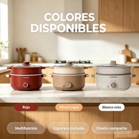 Casserole électrique multifonctionnelle 3L avec revêtement antiadhésif et plateau à vapeur à double niveau. Service de personnalisation du logo offert, 800W 220V.