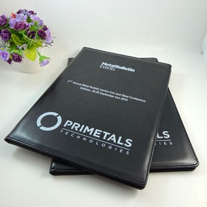 Tùy chỉnh A4 đen PU da notepad danh mục đầu tư tổ chức kinh doanh thư mục tập tin với vòng lặp bút - Product Image 1