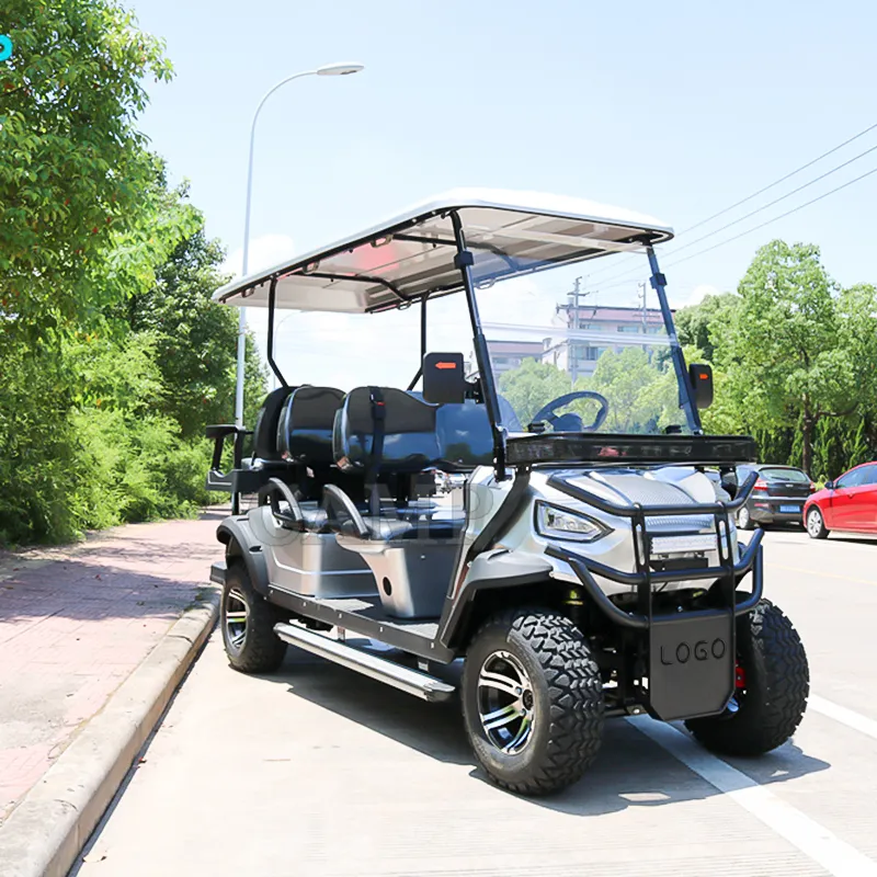 Carrinho de golfe levantado elétrico, 6 pessoas, 72v, fora da estrada, com bateria de lítio