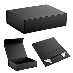 Scatola regalo magnetica in cartone rigido nero pieghevole con Logo personalizzato - Product Image 1