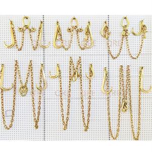 頑丈な抗力使用のための15 "/8" JフックとRTJクラスターを備えた米国タイプG70ゴールドカラー牽引チェーンブライドル - Product Image 2