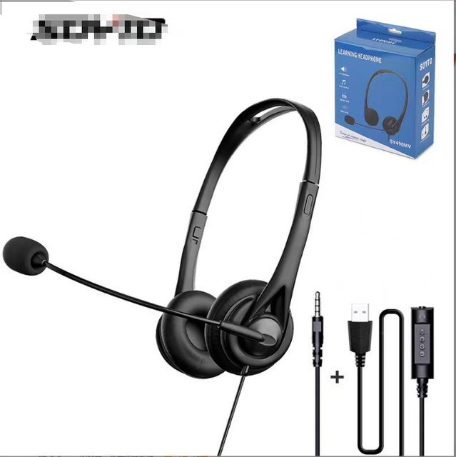Wired USB Over-Ear Headset with Mic, Noise Cancelling Headphones for PC, Business Call Center & Students