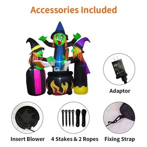 Decorazione Gonfiabile di Halloween con <span class=keywords><strong>3</strong></span> <span class=keywords><strong>Streghe</strong></span> di 1,8 Metri con Luci LED, Spaventosa per Esterni e Feste, Certificazione IP44, 110-240V - Product Image 6