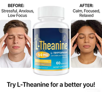 Gummies L-Théanine L-Tryptophane avec GABA et Magnésium pour la Calme et la Concentration, Soulagement du Stress et Soutien au Sommeil, Complément Alimentaire 60 Gummies