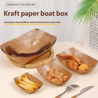 Barquette alimentaire jetable en carton kraft pré-assemblée résistante à l'huile, pour barbecue, restauration, vente à emporter, emballage en papier imprimé