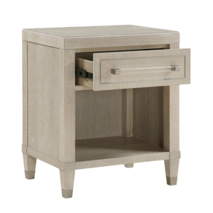 Mesita de noche con acabado en roble claro, con cajón y estante, muebles de almacenamiento modernos y elegantes para dormitorio - Product Image 4