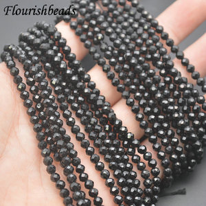 Wholesale Natural <strong>Black</strong> Tourmaline 4mm Diamond Cutting Round Shape Loose <strong>Beads</strong> for Women Jewelry Party Necklace Bracelet Making - Product Image 2